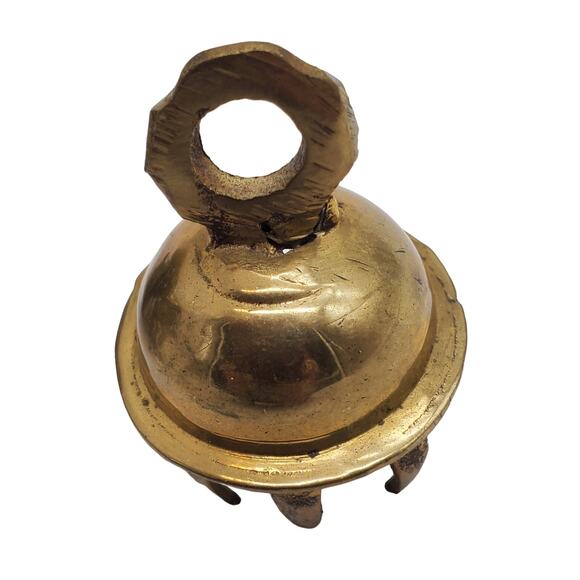 3 Brass Claw Bells Elephant Engraved Enameled Etched Vintage India Rustic Decor - Picture 15 of 15